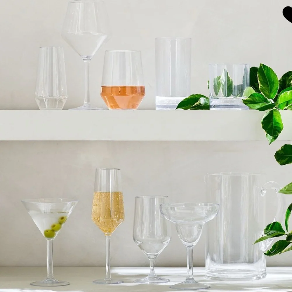 Pottery Barn Clear Martini Glasses for pool safety- Set of 2